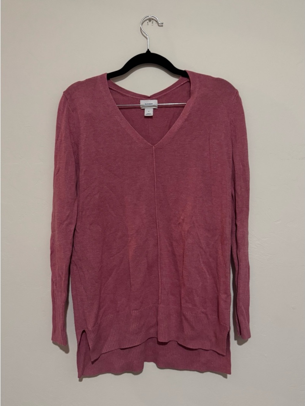 Old Navy Size S Draped V-Neck Long-Sleeve Sweater Dusty Rose